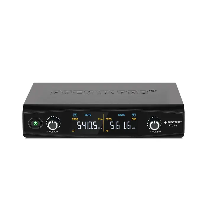 PTU-52_-_Black_-_Frequency_Hopping_Dual_Wireless_Receiver_-_Front_-_Phenyx_Pro.webp