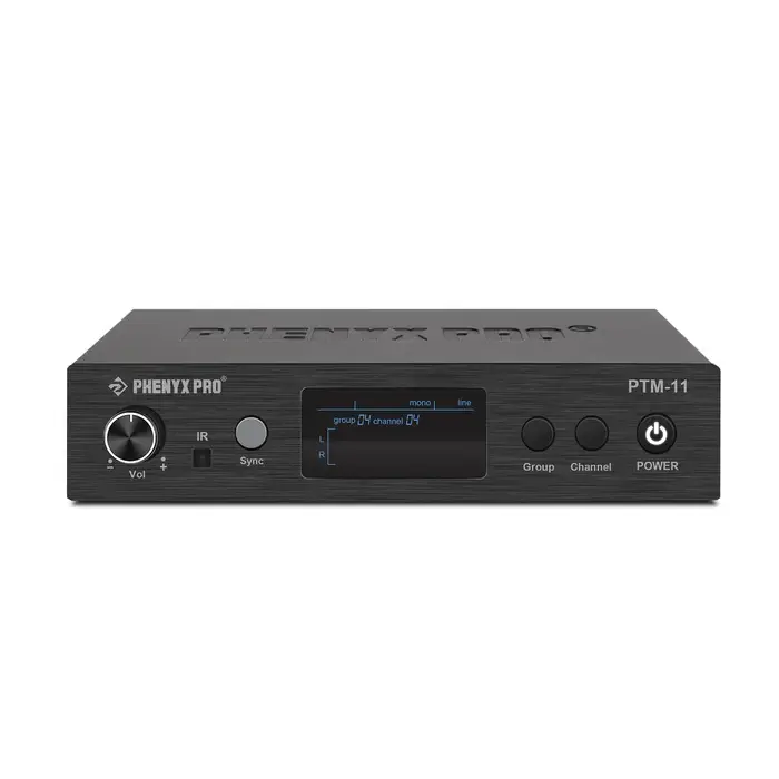 PTM-11-4B_-_Black_-_Single_Mono_Wireless_IEM_Transmitter_-_Front_-_Phenyx_Pro.webp