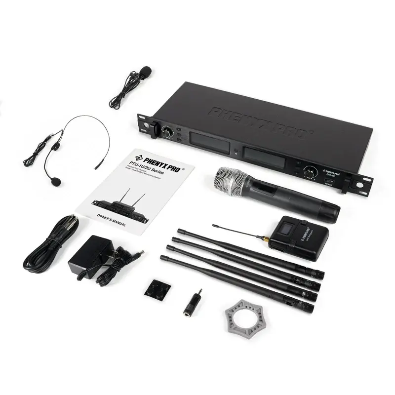 PTU-2U-1H1B_-_Black_-_True_Diversity_Dual_Wireless_Microphone_System_-_Flat_Lay_View_of_Complete_Set_-_Phenyx_Pro.webp