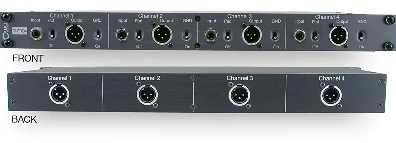 DI Box DI-PRO 4 Four Channel Passive Rack Mount Direct Box SKU# DI-PRO 4                                                                                                                             