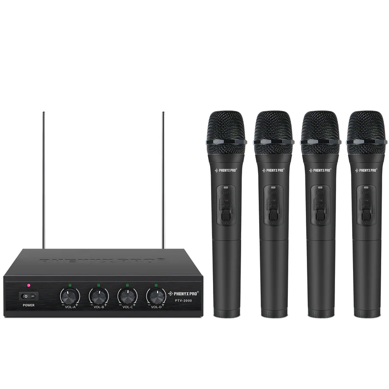 Phenyx Pro  PTV-2000-4H | VHF Fixed Frequency Quad Wireless Microphone System SKU# PTV-2000-4H