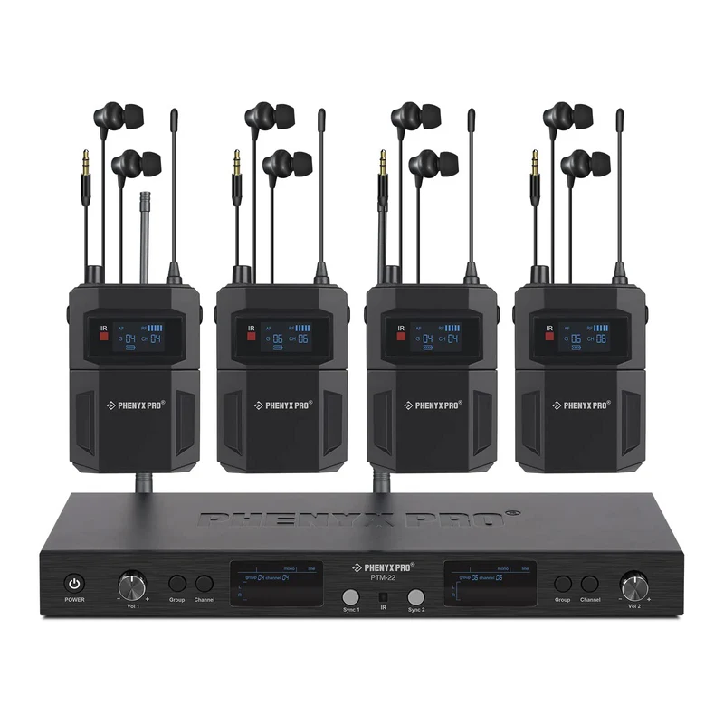 Phenyx Pro  PTM-22-4B | UHF Mono Wireless In-Ear Monitor System w/ 2 Loop Outputs SKU# PTM-22-4B