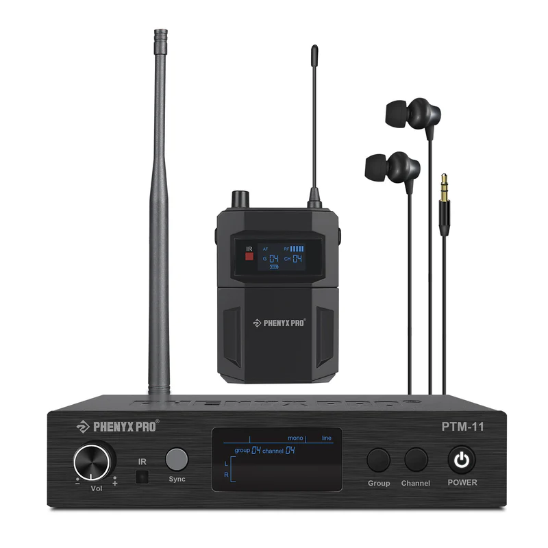 Phenyx Pro  PTM-11-1B | UHF Mono Wireless In-Ear Monitor System w/ 1 Loop Output SKU# PTM-11-1B 