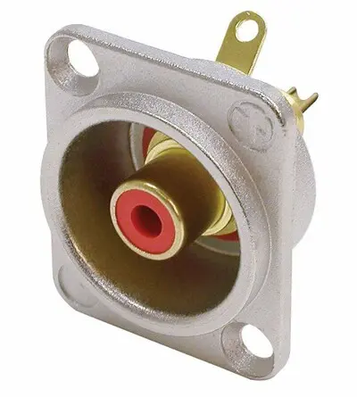 Neutrik NF2D-2 RCA Phono D-Type Nickel Housing - Red SKU# NF2D-2