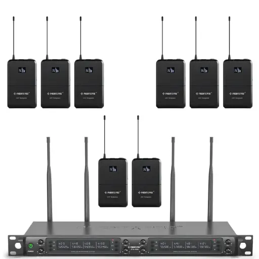 Phenyx Pro PTU-6000-8B | Eight-channel UHF Wireless Microphone System w/ Auto-Scan SKU# PTU-6000-8B