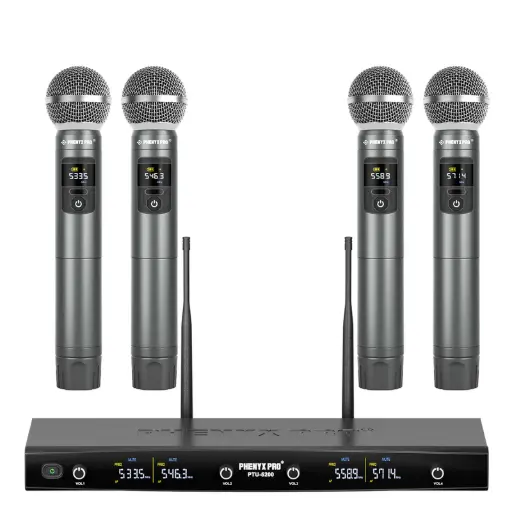 Phenyx Pro  PTU-5200-4H | Quad Wireless Microphone System w/ Frequency Hopping SKU# PTU-5200-4H 