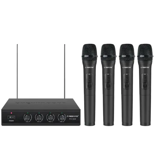 Phenyx Pro  PTV-2000-4H | VHF Fixed Frequency Quad Wireless Microphone System SKU# PTV-2000-4H