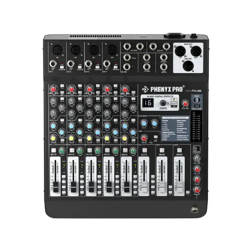 Phenyx Pro  PTL-600 | 6-Channel Audio Mixer w/ 16 DSP Effects SKU# PTL-600