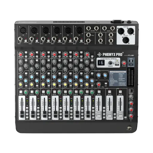 Phenyx Pro  PTL-800 | 8-Channel Audio Mixer w/ 16 DSP Effects SKU# PTL-800 