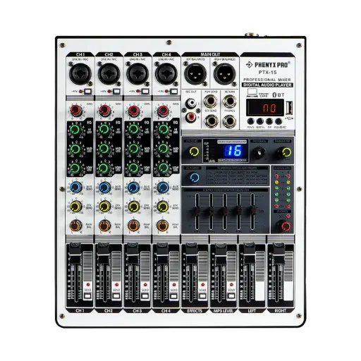 Phenyx Pro  PTX-15 | 4-Channel Audio Mixer w/ 16 DSP Effects SKU# PTX-15