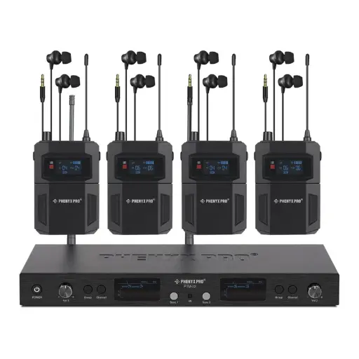 Phenyx Pro  PTM-22-4B | UHF Mono Wireless In-Ear Monitor System w/ 2 Loop Outputs SKU# PTM-22-4B