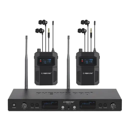 Phenyx Pro  PTM-22-2B | UHF Mono Wireless In-Ear Monitor System w/ 2 Loop Outputs SKU# PTM-22-2B