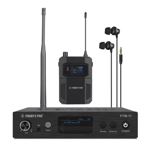 Phenyx Pro  PTM-11-1B | UHF Mono Wireless In-Ear Monitor System w/ 1 Loop Output SKU# PTM-11-1B 