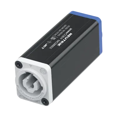 Neutrik's NAC3MMXX GREY powerCON® Coupler for IEC 60320-1 XX Series (Grey) SKU# NAC3MMXX GREY 
